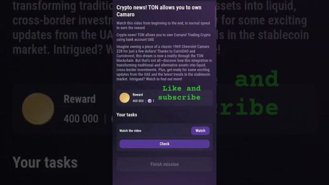 crypto news! ton allows  you to own camaro tapswap code #tapswap #code