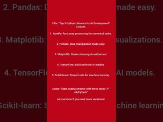 "Must-Have Python Libraries for AI Beginners!".  "Top 5 Tools to Kickstart Your AI Journey 🚀"