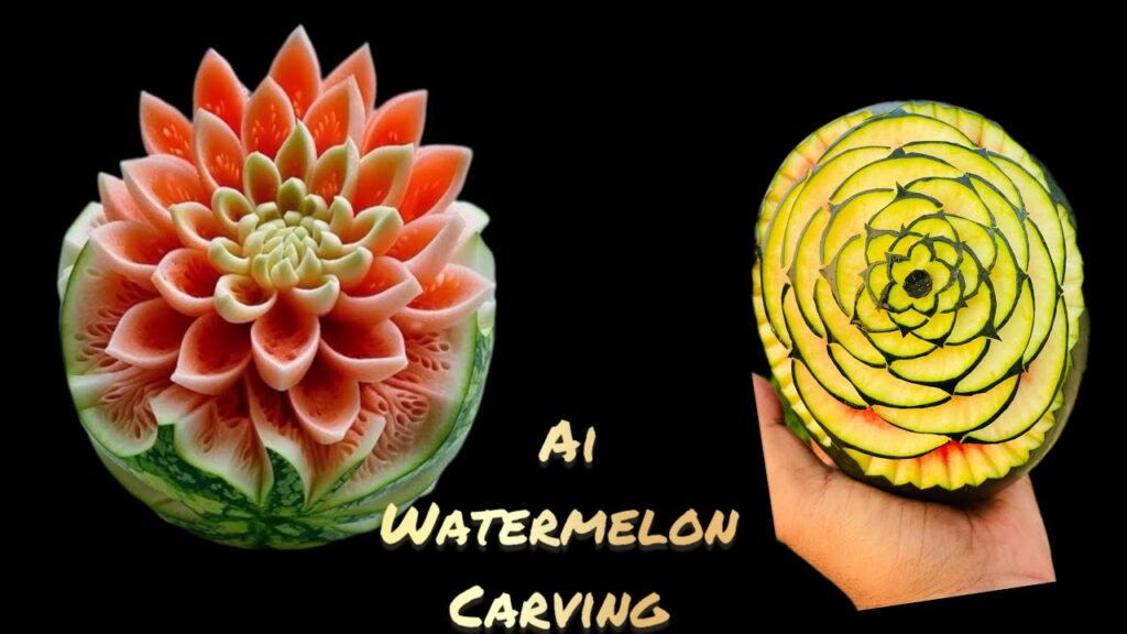 AI style watermelon carving design | simple watermelon carving design | carving for beginners | feed