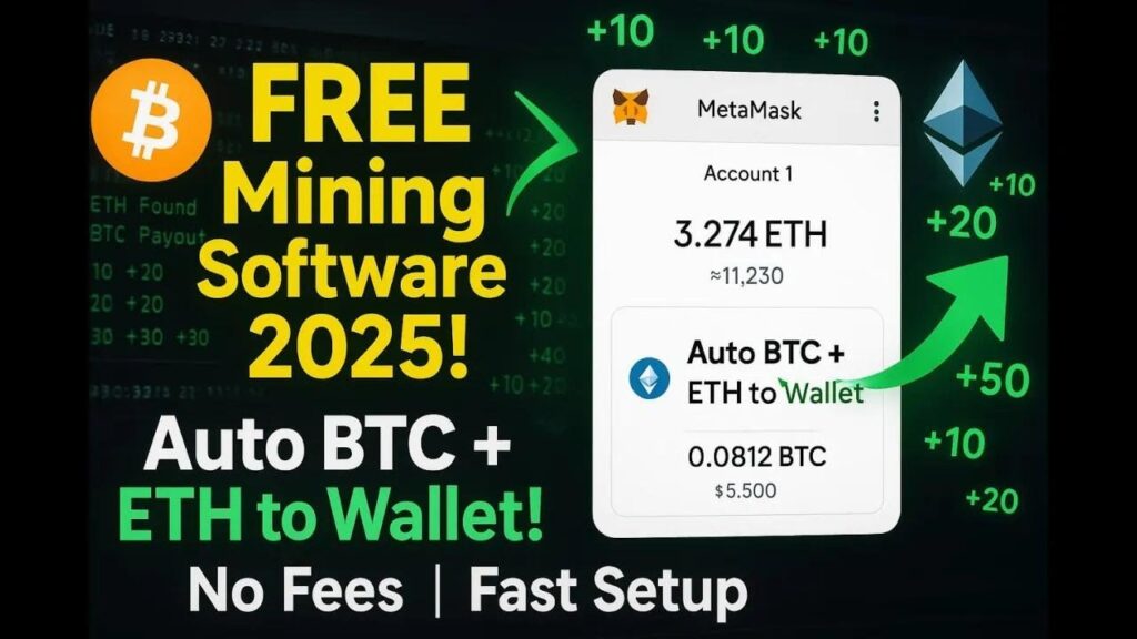 FREE Crypto Wallet Mining Software | Tutorial | BTC / ETH Mining PC / 2025 | Tutorial