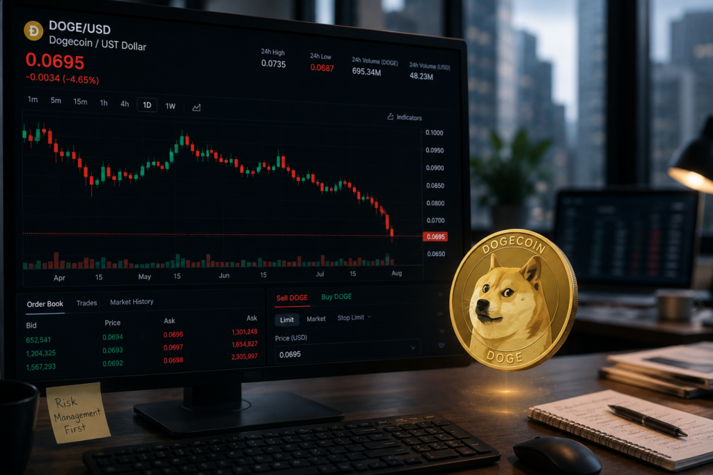 DOGE slides below alt=