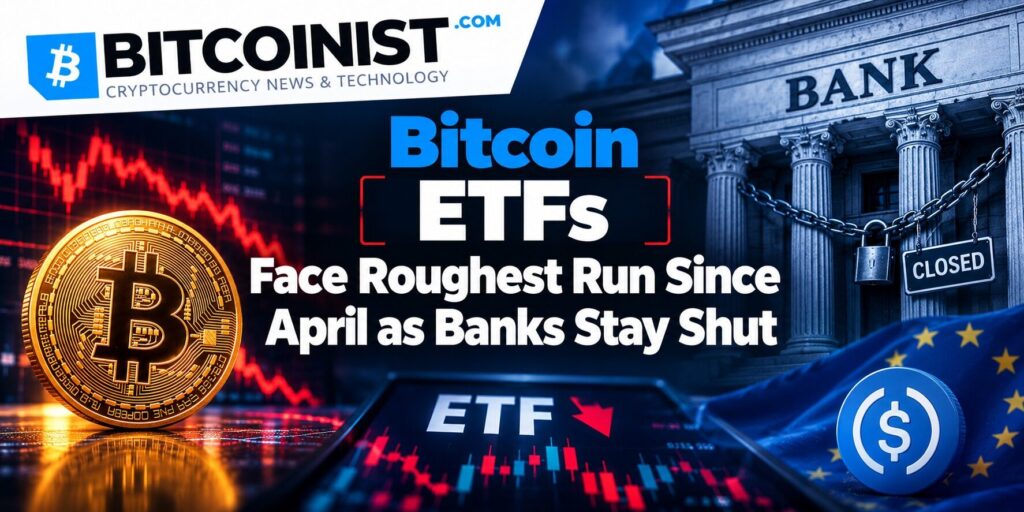 Bitcoin ETFs Face Roughest Run Since April as Banks Stay Shut Bitcoin ETFs Face Roughest Run Since April as Banks Stay Shut