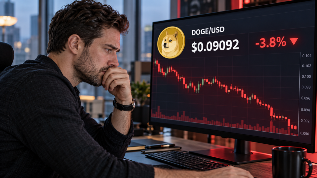 Dogecoin dips 5% this week as bearish positioning puts alt=